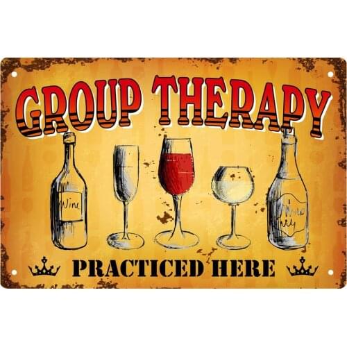 MUATOO Group Therapy Practiced Here Vintage Metal Tin Sign Retro Plaque Poster for Wall Decor 8x12 Inch