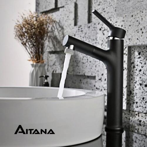 High body brass basin Pull-Out faucet Hot and cold mixing faucet of bathroom washbasin