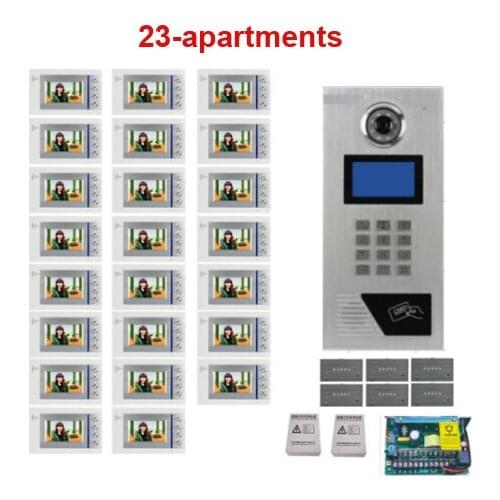 XinSiLu Building Home security Video Intercom System 4.3" LCD Video Door Phone IR Home Video Doorbell For 23-Apartments 1 Doors