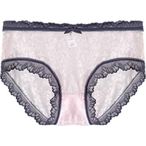 Girl Japanese ladies underwear lace edge sexy mesh gauze translucent cotton moisture absorption crotch briefs wholesale