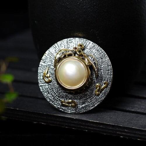 Retro Thai Silver Jewelry Ladies Pearl Brooch Retro Fashion Models S925 Sterling Silver Pendant And Brooch Dual-use Wholesale