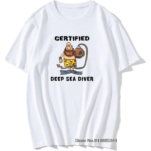 Funny Certified Deep Sea Diver T-Shirt Men Scuba Dive Snorkeling Sports Diving Pure Cotton Tshirt