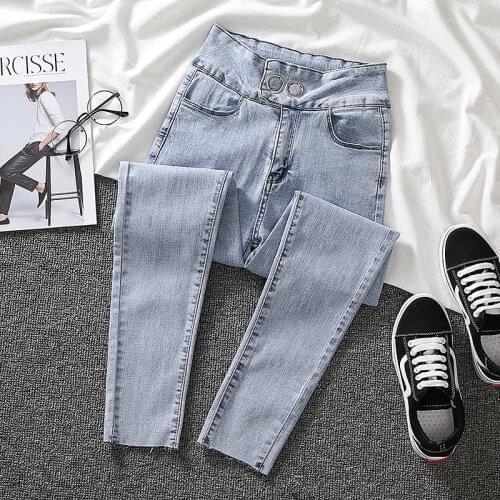 High Waist Fashion Spring Korean Autumn Denim Pants Streetwear Denim Trousers Stretch Elastic 2021 Vintage Pencil Women Jeans