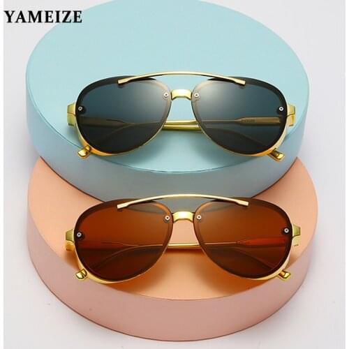 YAMEIZE Retro Steampunk Sunglasses Women Men Punk Metal Frame Eyeglasses Trendy Pilot Sun Glasses Shield Sunglasses Gafas De Sol