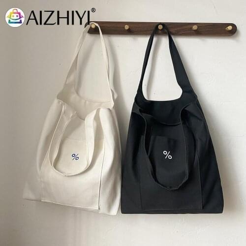 Retro Ladies Bags Percentage Symbol Printing Shopping Bags Ladies Large Capacity Canvas Top-handle Tote Handbags