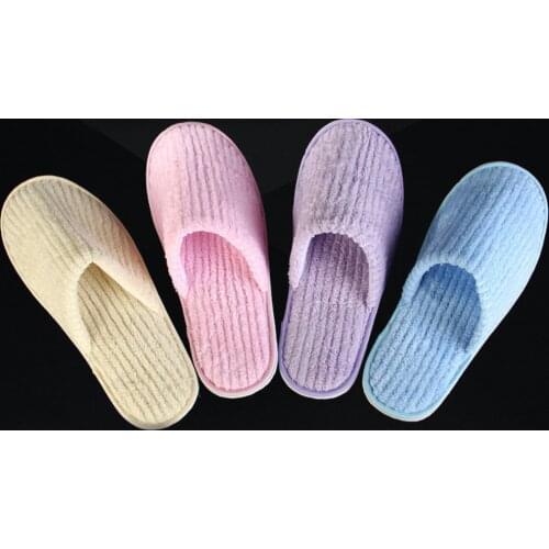 10 Pairs Coral Down Disposable Hotel Slipper Articles Thickening Non-slip Family Guest Slipper Warm Home Indoor Slippers