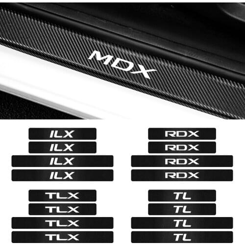 Car Styling 4PCS Carbon Fiber Door Plate Scuff Protection Stickers For Acura MDX ILX RDX TLX TL RL Accessories