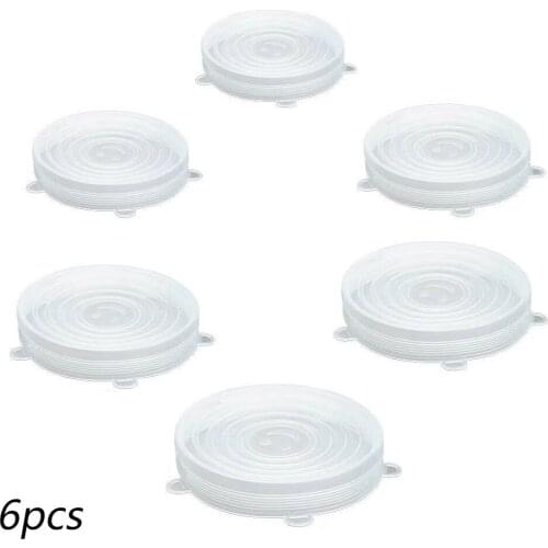 6pcs Reusable Silicon Stretch Lids Universal Lid Food Wrap Bowl Pot Lid Cover Pan Cooking Kitchen Stoppers To Keep Food Fresh