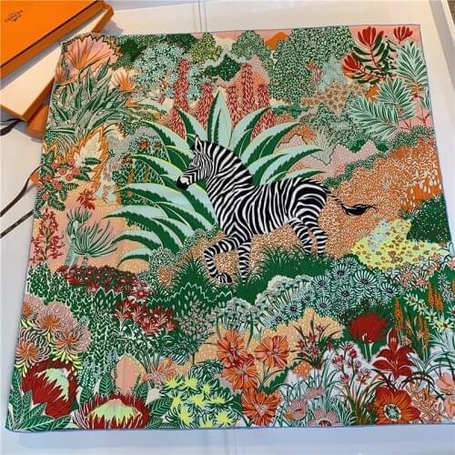 90CM Square handmade Horse Plaid Scarves For Women Fashion Silk Scarf Female Scarf Shawl Bandana For Head Hijab For Ladies