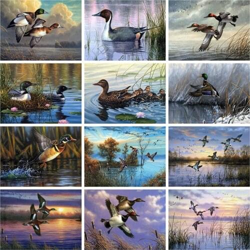 HUACAN 5d diamond painting duck mosaic rhinestones pictures DIY diamond embroidery cross stitch animal Home Decor craft kit