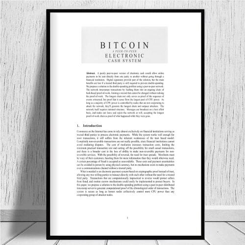 Bitcoin Whitepaper Satoshi Nakamoto canvas prints Canvas Paintings Reproductions Art Prints Wall Pictures For Home Decor