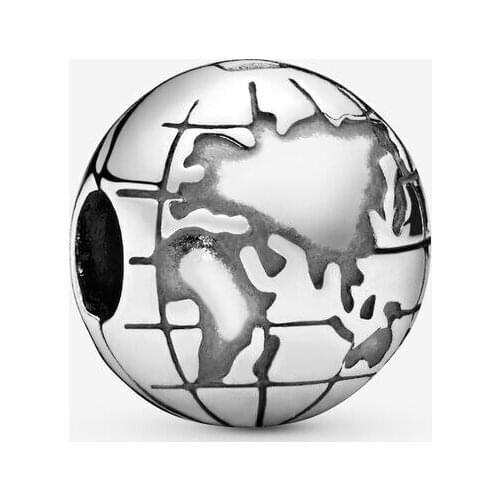 Fits Pandora Bracelet 925 Sterling Silver Stopper Beads Planet Earth Clip Charms for Jewelry Making Wholesale