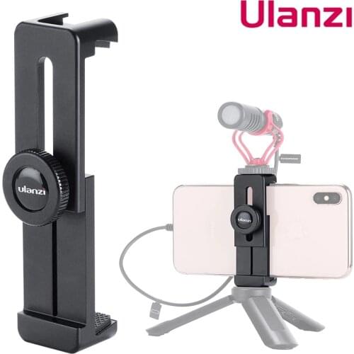 Ulanzi Cell Phone Tripod Mount Adapter w Cold Shoe Metal Phone Tripod Adapter 1/4 inch Screw Compatible for iPhone 12 11 Pro Max