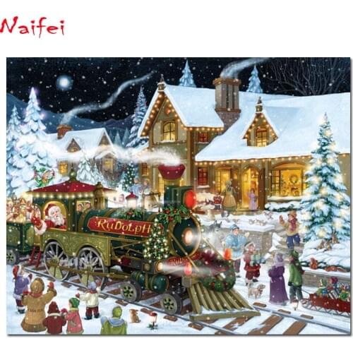 Diy Diamond painting Christmas Snow Train Winter Diamond Embroidery sale rhinestones pictures mosaic pattern Home decoration