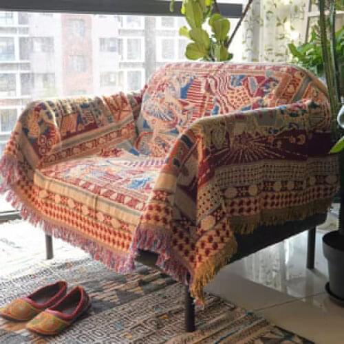 Double Sided Knitted Bohemian Soft Sofa Cover Blanket With Tassels Thread Couch Sleeping Rugs Vintage Home Bed Blanket