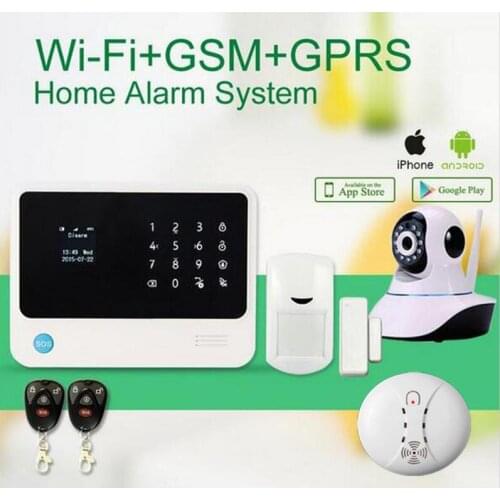 G90B Plus WIFI GSM alarm system Touch keypad IOS Android APP controlled Home secure Alarm System with IP camera/ smoke detector