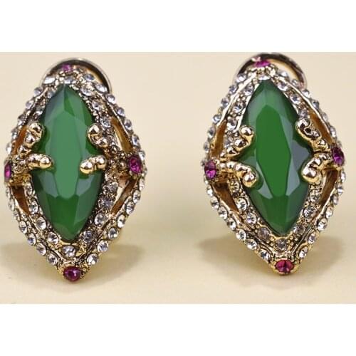 Good quality Turkey Turkish Resin Accessories Colar feminino Vintage Earring Brand Women Joias Fashion Emerald Green Earrings UK