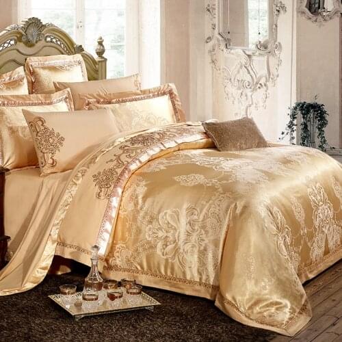 Bamboo fiber textile Cotton Satin Jacquard bed sheet quilt four sets of summer 4 sets of simple bed size 2.0m