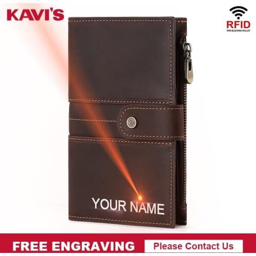 KAVIS Genuine Leather Rfid Passport Cover ID Card Holder Travel Credit Wallet Men Purse Driving License Bag Male Portomonee
