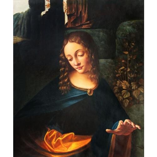 Master Art Oil Painting on Canvas The Head of The Virgin of the Rocks by Leonardo da Vinci Wall Art Home Decor Handpainted
