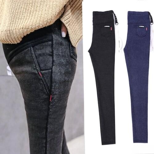 Fashion Cotton maternity pants Thicken Velvet Maternity jeans Warm Winter Trousers For Pregnant Women Big Size M-2XL