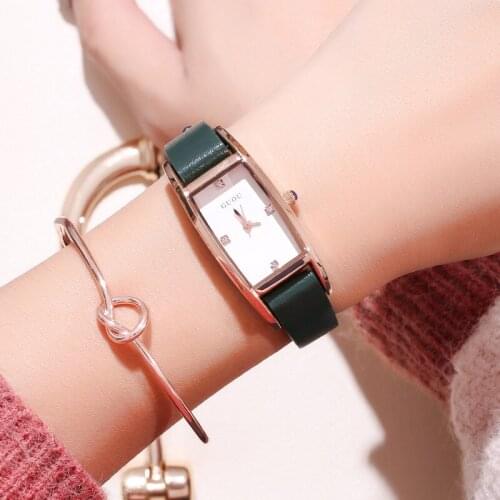 Fashion Retro Woman Watch Simple Euro-American Square Ladies'Waterproof Ribbon Watch with thin Leather watchband g8085