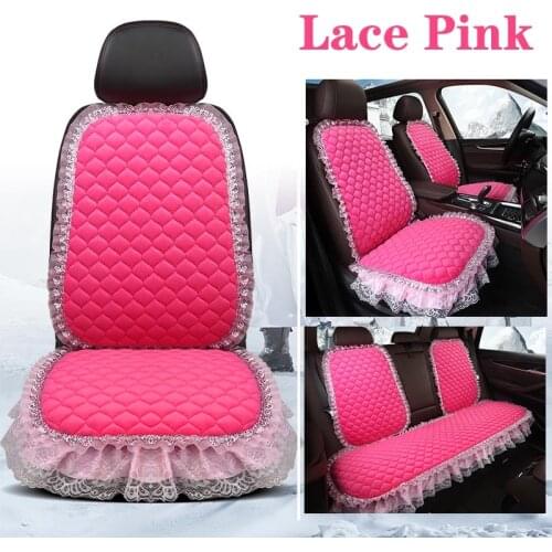 Fashion Lace Car Seat Cover Velvet Plush Seat Cushion Pad Auto Chair Car Front or Rear Seat Protector For Lady Girl Women