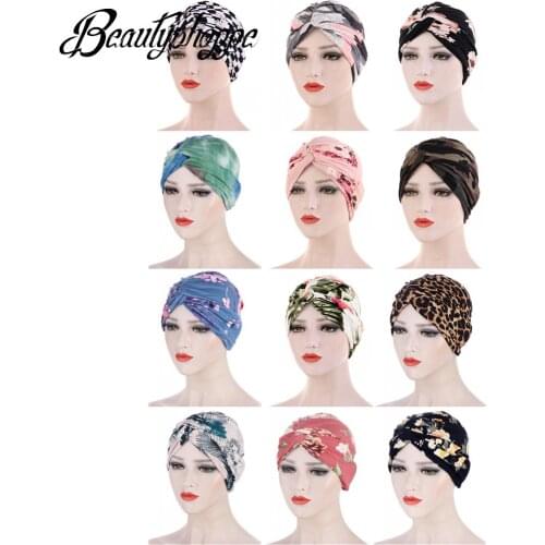Fashion print muslim turban bonnet for women islamic inner hijab caps Arab wrap head hijabs femme musulman turbante mujer