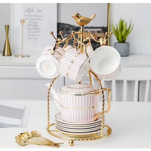 Teapot Ceramic Tea Cup Set Bone China Teaware Coffee Pot Heat Resistant Espresso Mugs Kettle Tetera Kahve Fincan Takimlari Tazas