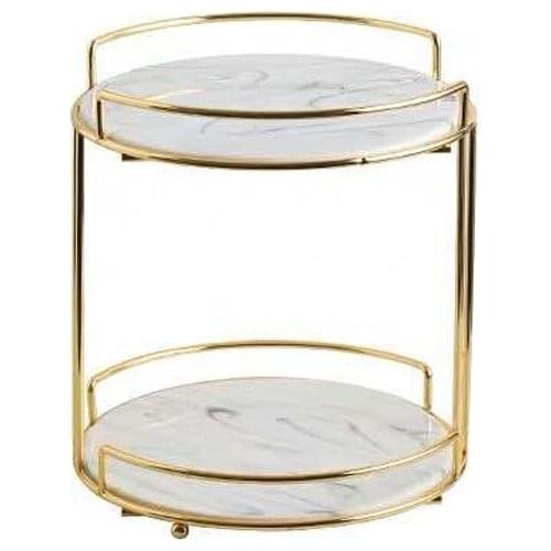 Nordic Vanity Tray Double-deck Cosmetics Storage Tray Creative Dressing Table Desktop Racks Princess Finishing Rack Jewelry Tray