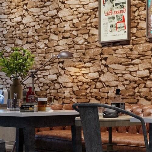 Beibehang Retro nostalgic bricks stone stone pattern culture stone wallpaper hair salon coffee restaurant hot pot shop wallpaper