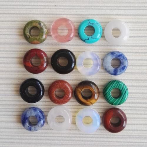 Wholesale 30pcs assorted natural mixed round shape stone beads Fashion hole bead 10*4mm For jewelry Bracelet free shipping