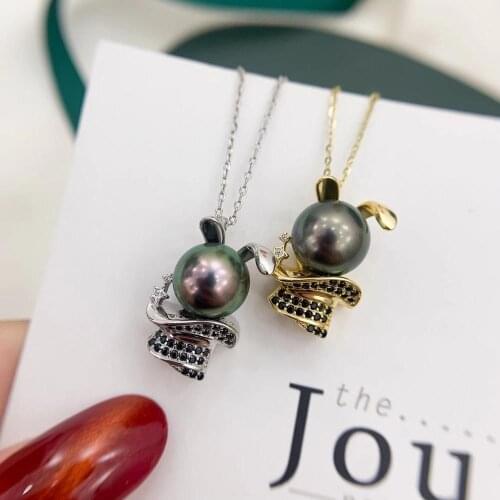 DIY Animal Mounts 925 Sterling Silver Pendant Base Settings Mountings Findings Parts for Pearl Crystal Jade Agate 5pcs/lot