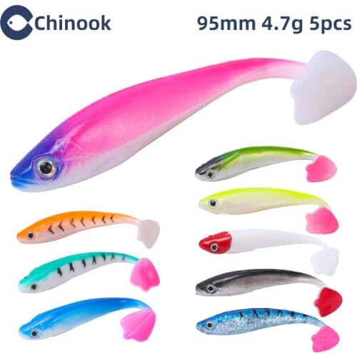 Chinook Soft Bait Lure 3D 95mm 5pcs Wobblers Worm Fishing Silicone Fish Artificial Bait Fishing