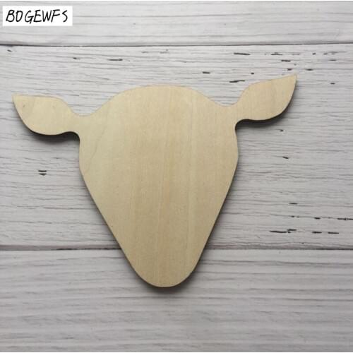 50 pcs Blank deer head handicrafts laser cut blank wood signs baby toys wood wooden plaque 12x9cm