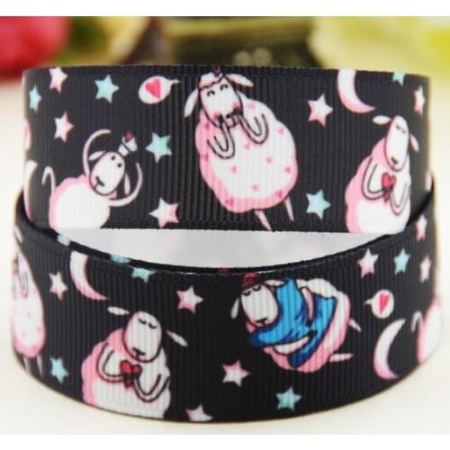 22mm 25mm 38mm 75mm sheep cartoon printed Grosgrain Ribbon party decoration 10 Yards X-03699