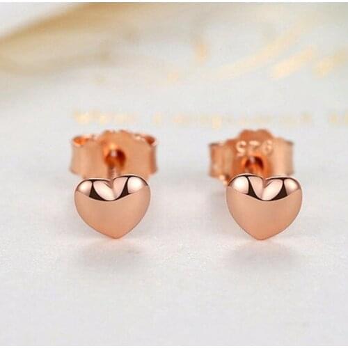 Silver Plated Rose Gold Classic Heart Shaped Mini Stud Earrings Elegant Girls Party Stud Earrings for Women Jewelry Gifts