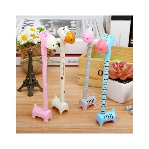 Korean Design Ballpoint Pen with Free Gifts Eraser Giraffe Ballpoint Pen Office Plastic Ballpoint Pen