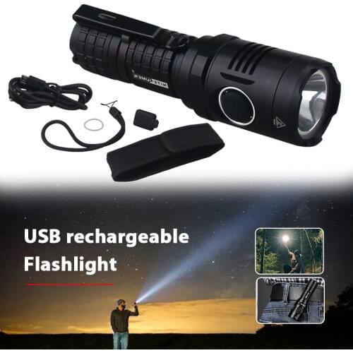 Waterproof TP-12 Flashlight USB Rechargeable Hunting LED Lamp Torch XP-L V5 1000LM 3 Modes Camping Hiking Outdoor Flash light