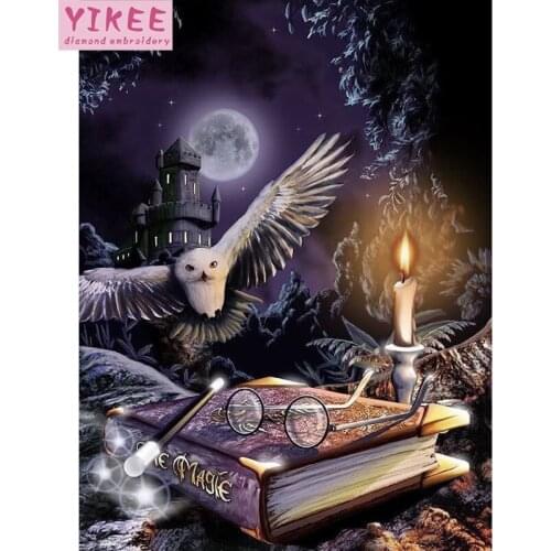 YIKEE diamond painting owl round rhinestone Full Drill Diamond Embroidery Sale Handmade Wall Decor Mosaic Crystal h528