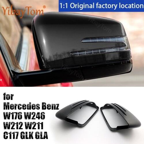 2pcs Replacement Shell Side Mirror Cover Caps for Mercedes Benz W176 W246 W204 W212 W221 C117 X204 X156 Carbon Fiber Pattern
