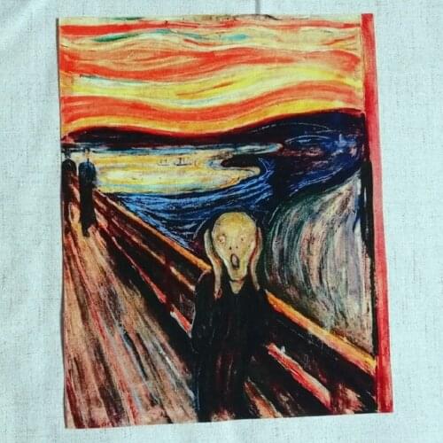 ZENGIA Shout Oil Painting Cotton Canvas Fabric For Sewing Decoration Positioning Cloth Edward Monk Scream Design Print Fabric