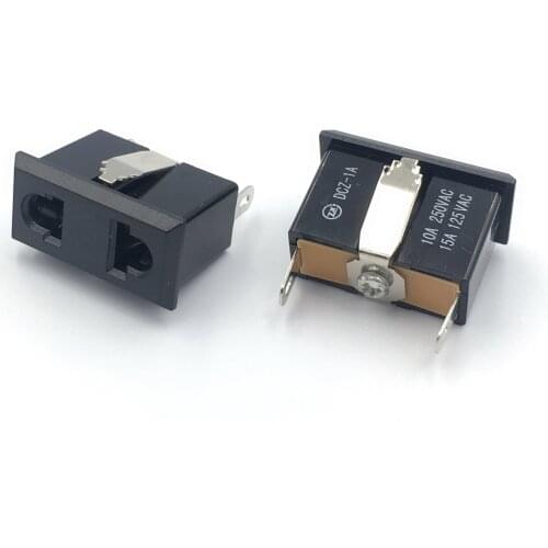 1pcs 2 Terminals Panel Mounted EU US Plug Snap In Power Socket Converter Black