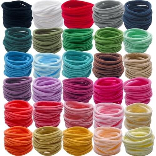 10PCS Women Girls DIY Elastic Head band 4CM Candy Colors Nylon Elastic Hair Bands Ponytail Holder For Baby Hair Accessories