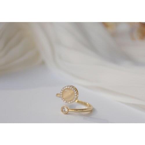 14k Real Gold Plated Jewelry Micro-inlaid Zircon Opal Fashion Rotating Rings for Woman Shine Holiday Party Daily Elegant Ring