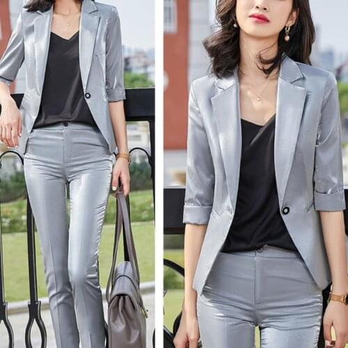 2021 Professional Womens Suits Blazer With Pants Fashionable Notched Office Suits For Women Two Piece Plus Size 4xl Candy Colors