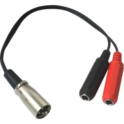 3-Pin XLR Male To Dual 1/4" 6.35mm Female Jack Plug TRS Audio Y Cable Cord 0.3m