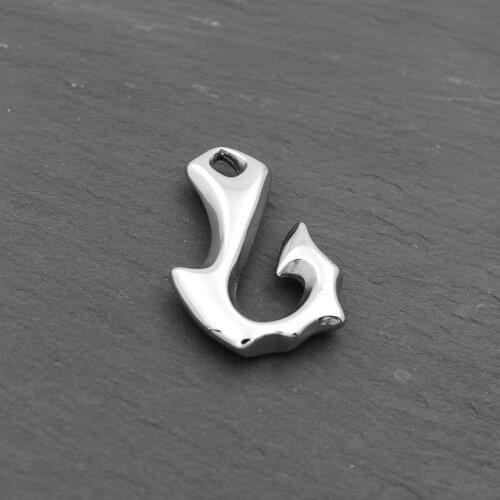 316l Stainless Steel Fish Hook Buckle Charms Pendant For Men Cord Leather Bracelet Necklace DIY Jewelry Making