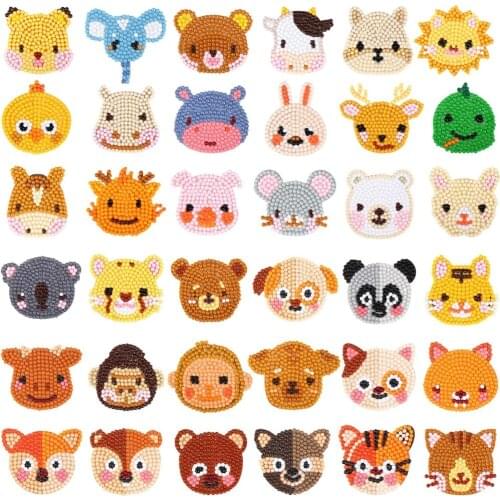 36 Pieces 5D Diamond Painting Stickers DIY Paint Stickers Cute Animal Diamond Painting Stickers for Adult Beginners Kids