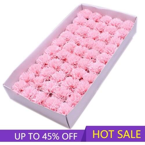 50Pcs/box Mothers Day Thanksgiving Gift Card Carnation Soap Flower Simulation Rose Flower Bouquet Packaging